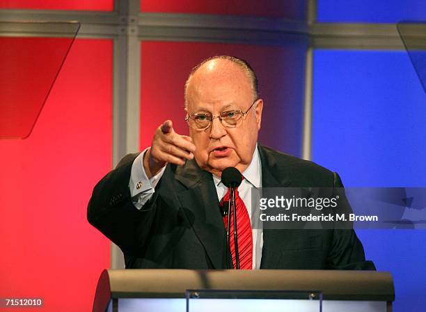 Chairman & CEO, FOX News Roger Ailes from "Fox News" speaks onstage during the 2006 Summer Television Critics Association Press Tour for the FOX...