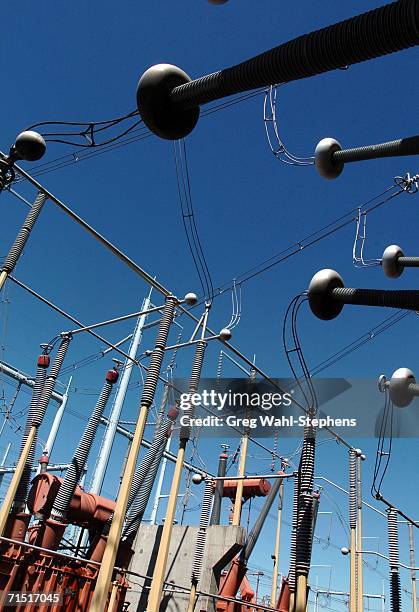 Wall bushings with Corona Rings draw electricity to and from the transformers into the valves at Bonneville Power Administration's Celilo Converter...
