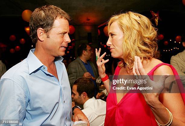 Actors Greg Kinnear and Toni Collette attend the "Little Miss Sunshine" premiere after party at the 79th Street Boat Basin July 25, 2006 in New York...