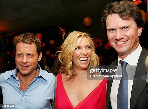 Actor Greg Kinnear, actress Toni Collette and President of Fox Searchlight Pictures, Peter Rice attend the "Little Miss Sunshine" premiere after...