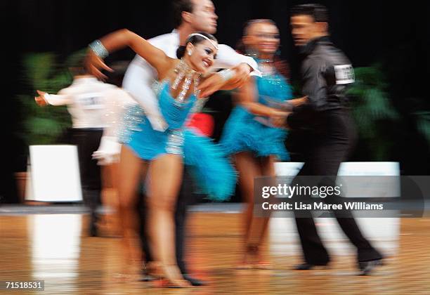 Lauren McFarlane and Michael Hemera compete in the 2006 FATD National Capital Dancesport Championships June 25, 2006 in Canberra, Australia....