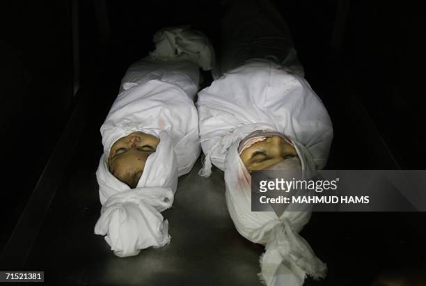 Palestinians, seven-month-old baby girl Shahd Samer Okal and her sister Mary who were both killed in Jabaliya, Gaza's largest refugee camp are seen...