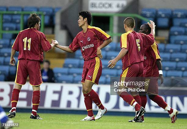 Seol Ki-Hyeon of Reading scores during a Pre Season Friendly Match between Millwall and Reading at the New Den on July 26, 2006 in London, England.