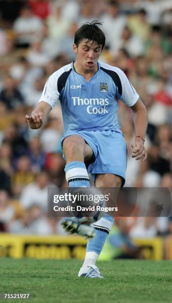 Joey Barton of Manchester City pictured on the ball during the pre-season friendly match between Port Vale and Manchester City at Vale Park on July...