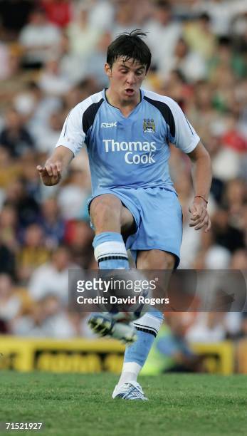 Joey Barton of Manchester City pictured on the ball during the pre-season friendly match between Port Vale and Manchester City at Vale Park on July...