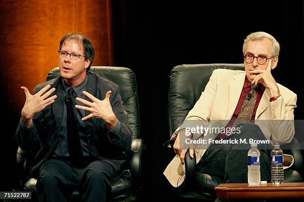 Filmmaker Ric Burns and Writer Stephen Koch from "American Masters: Andy Warhol" speak onstage during the 2006 Summer Television Critics Association...