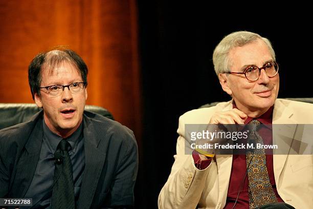 Filmmaker Ric Burns and Writer Stephen Koch from "American Masters: Andy Warhol" speak onstage during the 2006 Summer Television Critics Association...
