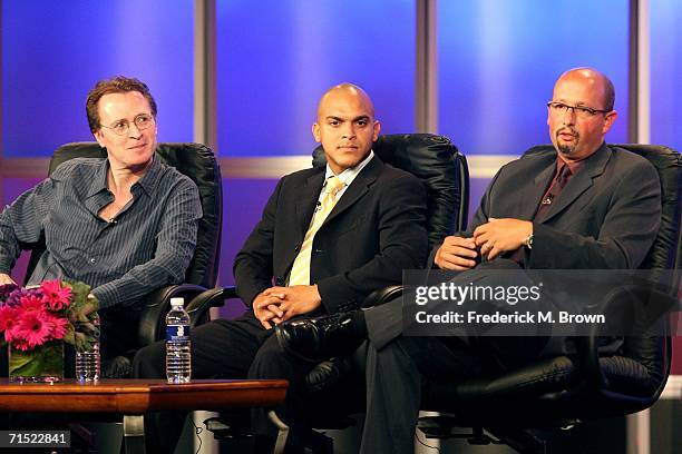 Filmmaker Stephen Ives, jazz musician Irvin Mayfield and author Ari Kelman from "American Experience: New Orleans" speak onstage during the 2006...