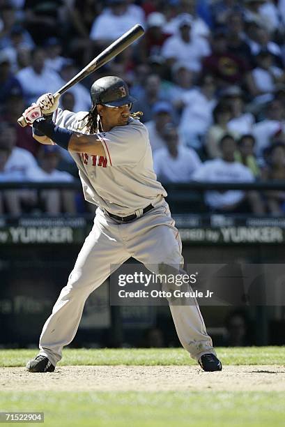 Manny Ramirez of the Boston Red Sox bats against the Seattle Mariners on July 23, 2006 at Safeco Field in Seattle, Washington. The Mariners defeated...