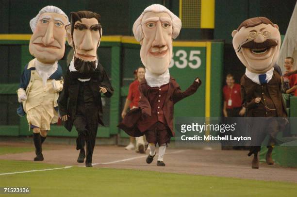 The president's race during a Washington Nationals baseball game against the Chicago Cubs on July 21, 2006 at RFK Stadium in Washington D.C. The...