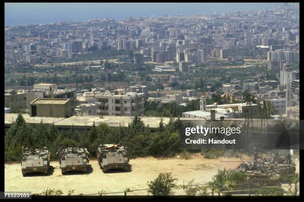 In this archive image provided by the Israeli Government Press Office , Israeli armor is deployed during Israel's Peace For Galilee military campaign...