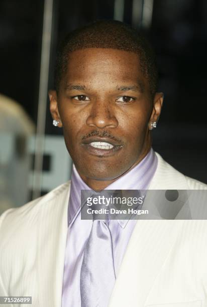 Actor Jamie Foxx arrives at the European premiere of "Miami Vice" at Odeon Leicester Square on July 27, 2006 in London, England.