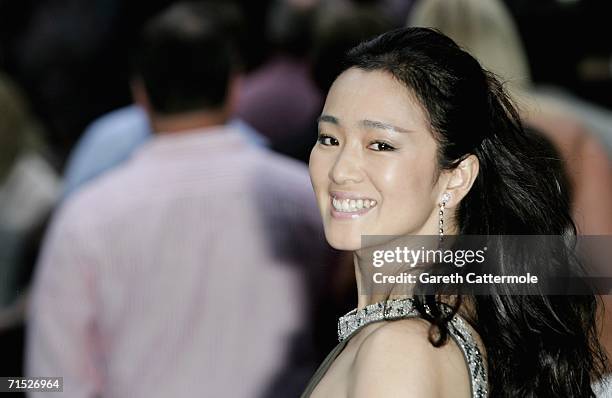 Actress Gong Li arrives at the European premiere of "Miami Vice" held at the Odeon Leicester Square on July 27, 2006 in London, England.