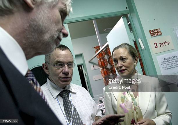 Commissioner Benita Ferrero Waldner tours the Rambam hospital on July 27, 2006 in the Northern city of Haifa, Israel. Northern Israel has seen over...