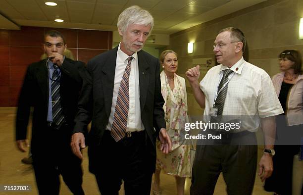 Representatives of the European Union being given a tour during a visit to the Rambam hospital on July 27, 2006 in the Northern city of Haifa,...