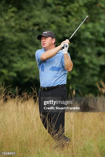 Ian Woosnam of Wales plays his approach shot on the 15th hole during the second round of The Deutsche Bank Players Championship of Europe at Gut...