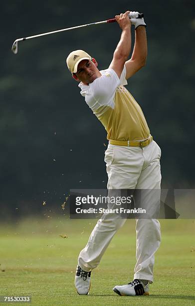 Segio Garcia of Spain plays his approach shot on the 15th hole during the second round of The Deutsche Bank Players Championship of Europe at Gut...