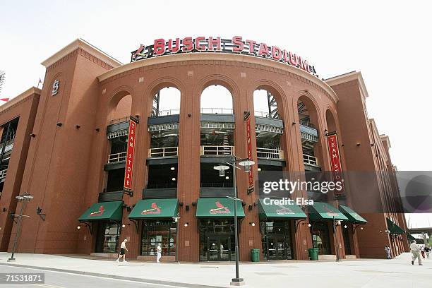 The exterior of the St. Louis Cardinals New Busch Stadium is shown on July 14, 2006 in St. Louis, Missouri.