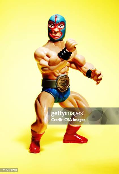 plastic figurine of a professional wrestler - menschliche darstellung stock-fotos und bilder