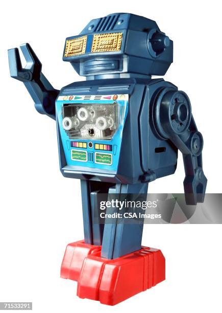 plastic toy robot - artificial intelligence white background stock pictures, royalty-free photos & images