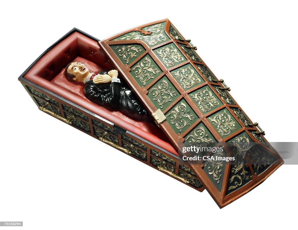 Plastic Toy Vampire in a Coffin