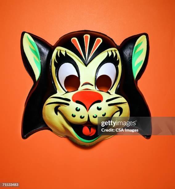 halloween mask of a cat - cat face mask stock-fotos und bilder