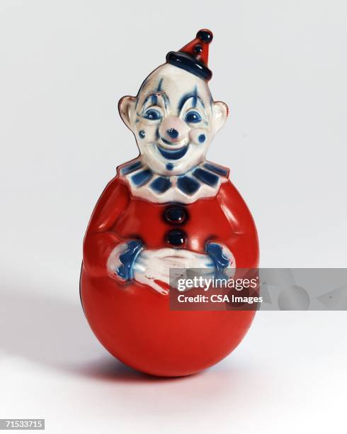 plastic clown toy - wobbly men stock-fotos und bilder