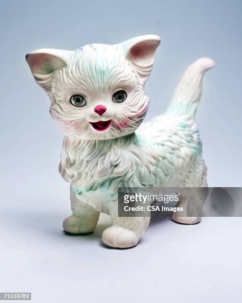 plastic toy cat - kitsch stock pictures, royalty-free photos & images