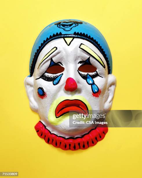 mask of a sad clown - sad clown stock pictures, royalty-free photos & images