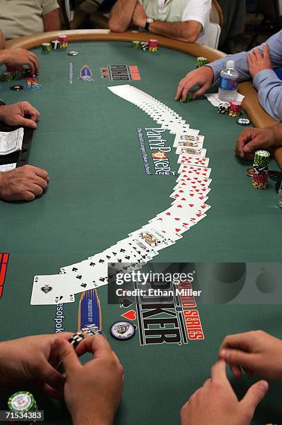 Players wait for the first day of the World Series of Poker no-limit Texas Hold 'em main event to start at the Rio Hotel & Casino July 28, 2006 in...