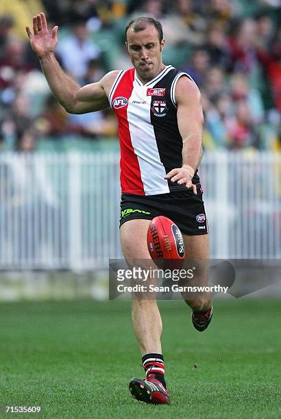 Fraser Gehrig for St Kilda in action during the round 17 AFL match between the St Kilda Saints and the Richmond Tigers at the Melbourne Cricket...