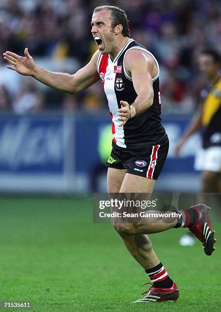 Fraser Gehrig for St Kilda reacts during the round 17 AFL match between the St Kilda Saints and the Richmond Tigers at the Melbourne Cricket Ground...