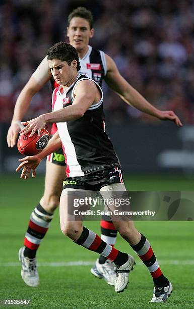 Leigh Montagna for St Kilda in action during the round 17 AFL match between the St Kilda Saints and the Richmond Tigers at the Melbourne Cricket...