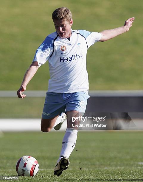 Ufuk Talay of Sydney FC in action during the round three A-League pre-season match between the New Zealand Knights and Sydney FC at North Harbour...