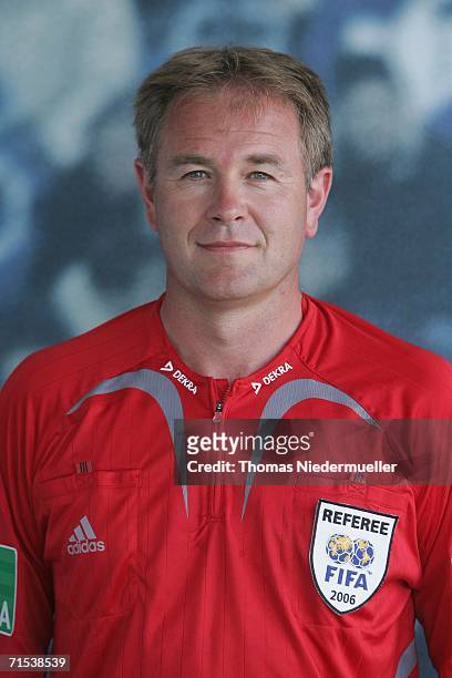 Referee Dr. Helmut Fleischer poses for the media during the German Football Federation referee seminar on July 29, 2006 in Altensteig, Germany.