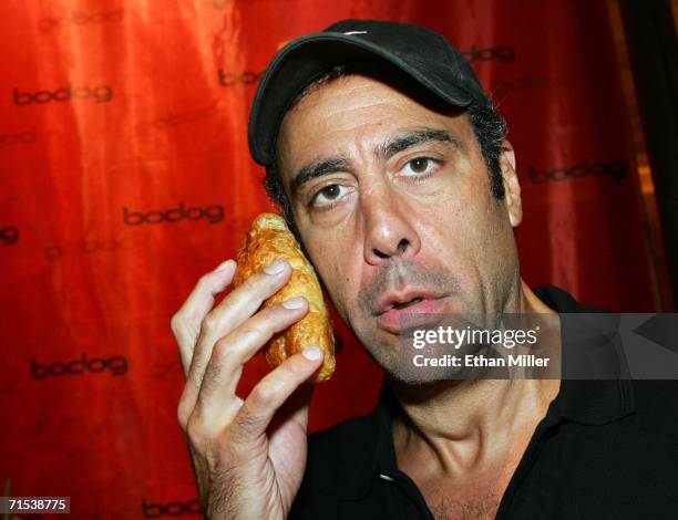 Actor/comedian Brad Garrett jokes around in the Bodog lounge before competing on the second day of the first round of the World Series of Poker...