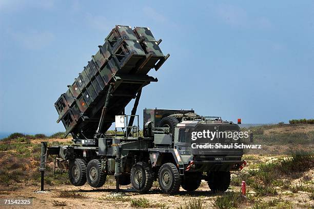 An Israeli army Patriot missile battery is deployed July 30, 2006 at an unidentified base in central Israel. Israel deployed the anti-missile...