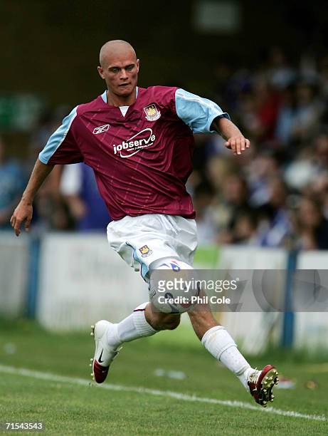 Paul Konchesky of West Ham United in action during the Pre Season Friendly Match between Gillingham and West Ham at Priestfield Stadium on July 29,...