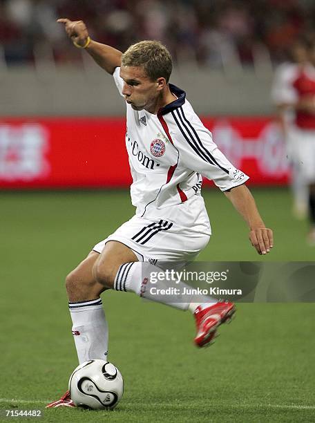 Lukas Podolski of Bayern Munich in action during the friendly match between Urawa Red Diamonds All Stars and Bayern Munich All Stars on July 31, 2006...