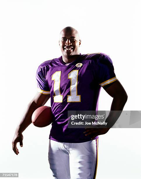 Minnesota Viking quarterback Dante Culpepper poses for a photo in his Viking uniform on September 26, 2001 in Minneapolis, Minnesota.