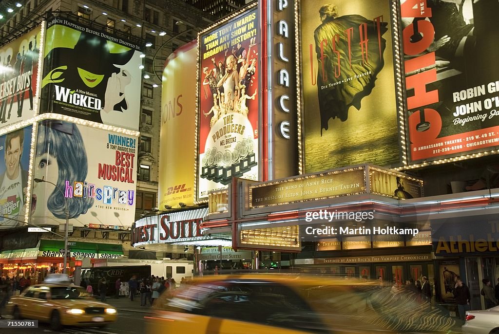 Theater marquees in Times Square, New York City, USA