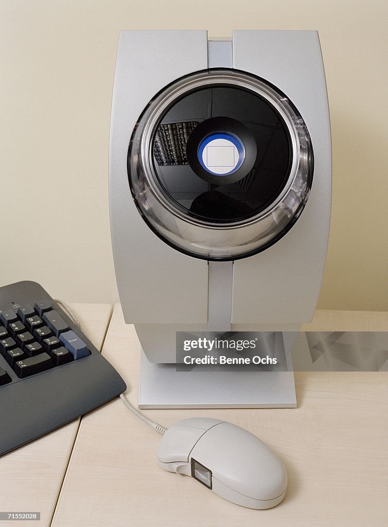 Retina Scan Computer Retinal Scan Identification System On Office Desk High-Res Stock Photo ...