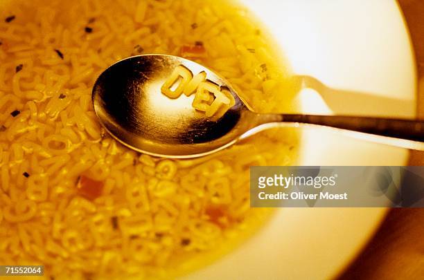 Alphabet noodle soup used to spell ?diet?