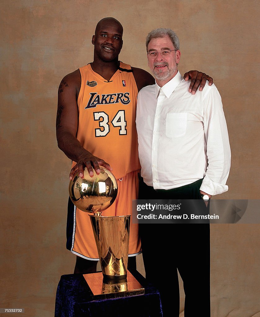 Shaquille O Neal Of The Los Angeles Lakers And Lakers Head Coach Phil shaquille-o-neal-of-the-los-angeles-lakers-and-lakers-head-coach-phil