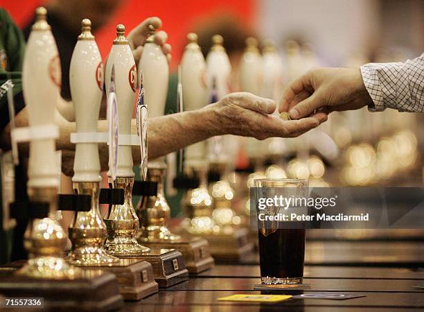 Pint of beer is served at The Great British Beer Festival on August 1, 2006 in London. The Great British Beer Festival runs from August 1-5, 2006 at...