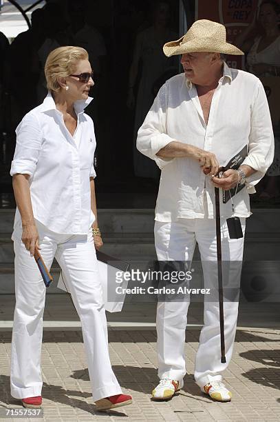 Fashion designer Carolina Herrera and husband Reinaldo arrive at the Club Nautico for the second day of the 25th Copa del Rey sailing trophy on...