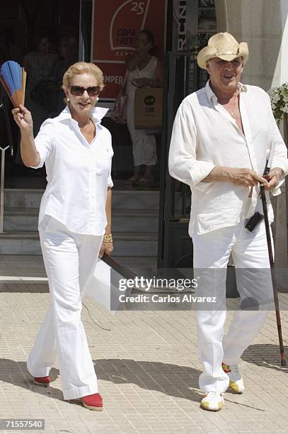 Fashion designer Carolina Herrera and husband Reinaldo arrive at the Club Nautico for the second day of the 25th Copa del Rey sailing trophy on...