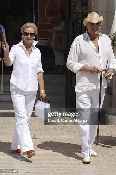 Fashion designer Carolina Herrera and husband Reinaldo arrive at the Club Nautico for the second day of the 25th Copa del Rey sailing trophy on...