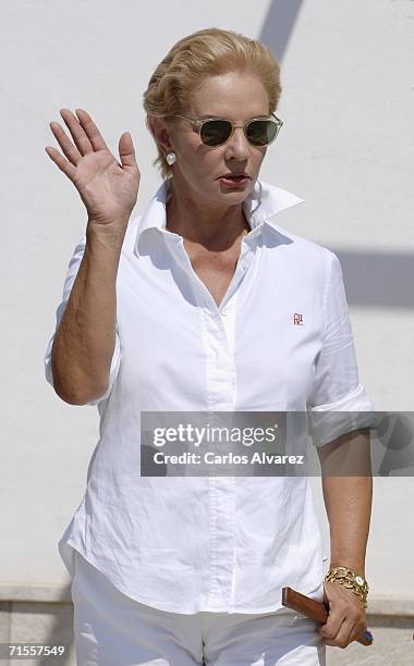 Fashion designer Carolina Herrera arrives at the Club Nautico for the second day of the 25th Copa del Rey sailing trophy on August 1, 2006 in...