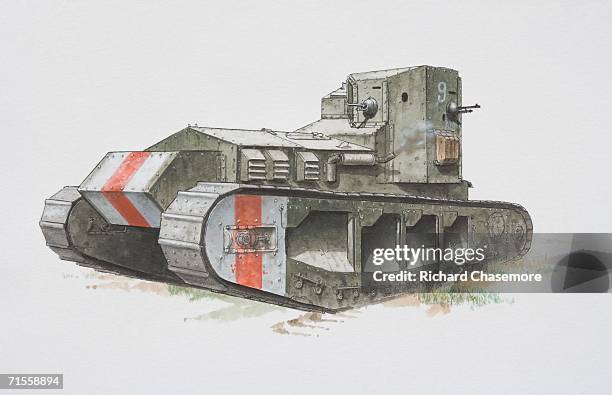 british whippet army tank, side view. - world war one tanks stock illustrations